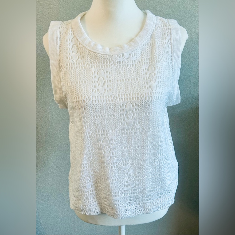 White Crochet Sleeveless Top